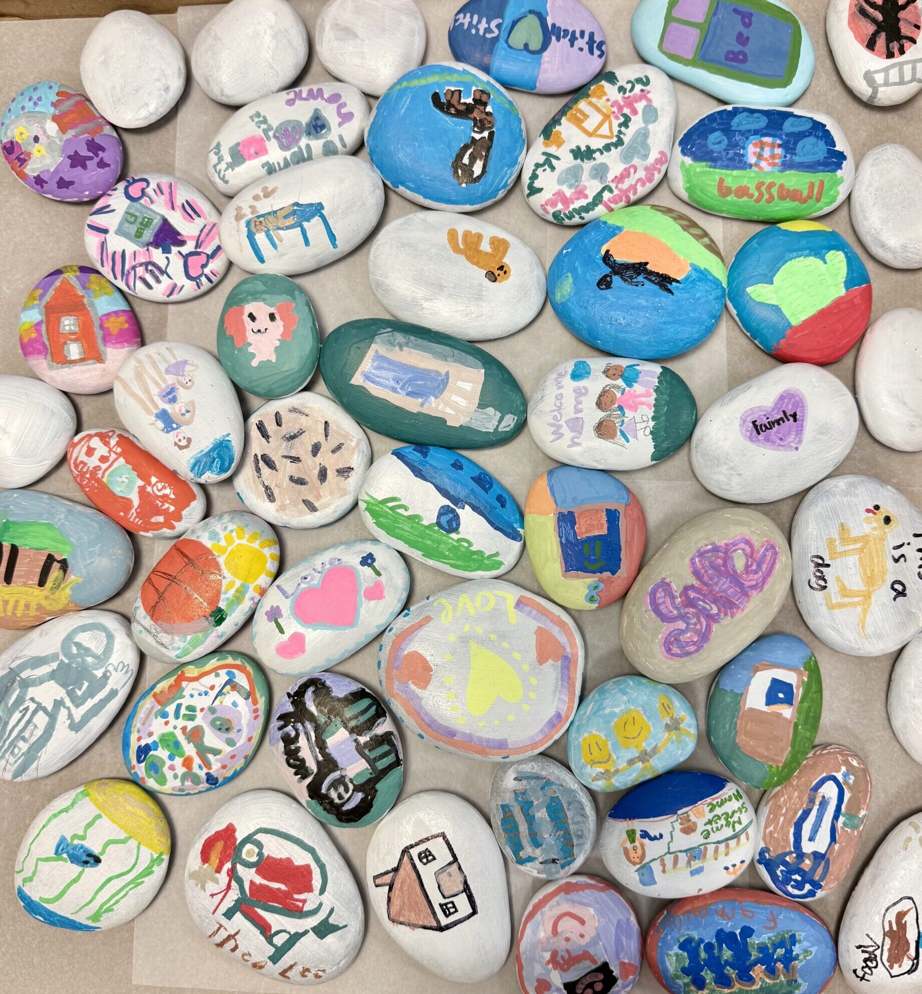 Painted rocks created for the Housing Rocks community art project
